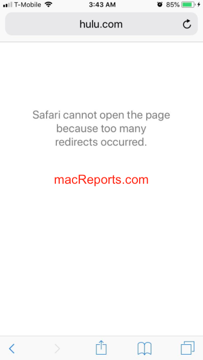 safari cant open page redirects