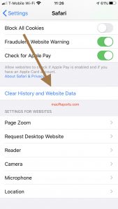 Clear History and Website Data