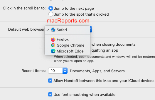 Set your default browser