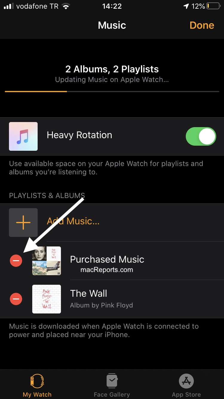 how to get rid of music on apple watch