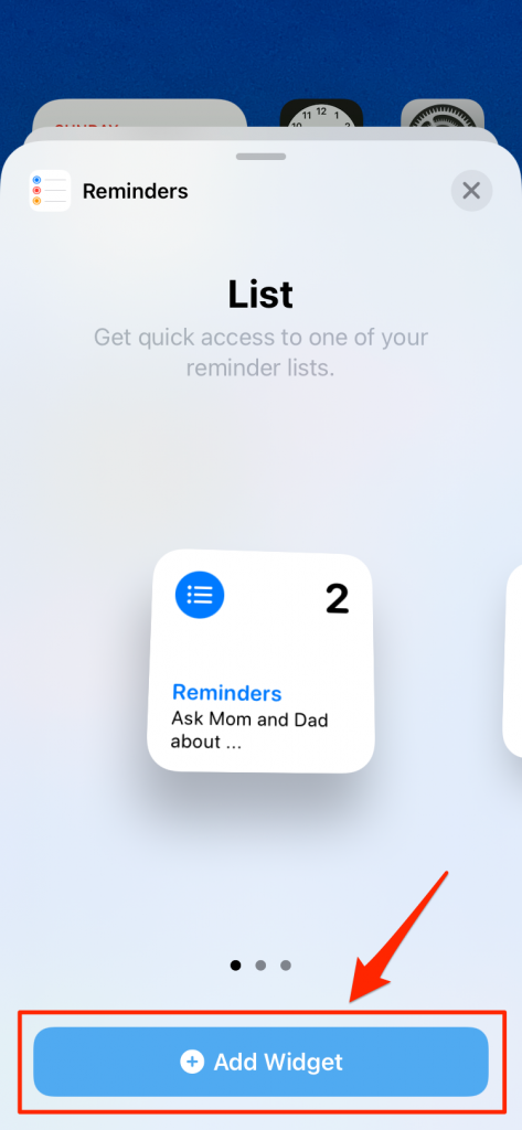 add reminders widget