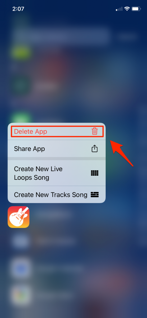 Delete App button