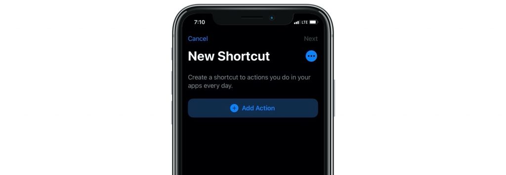 add action to shortcut