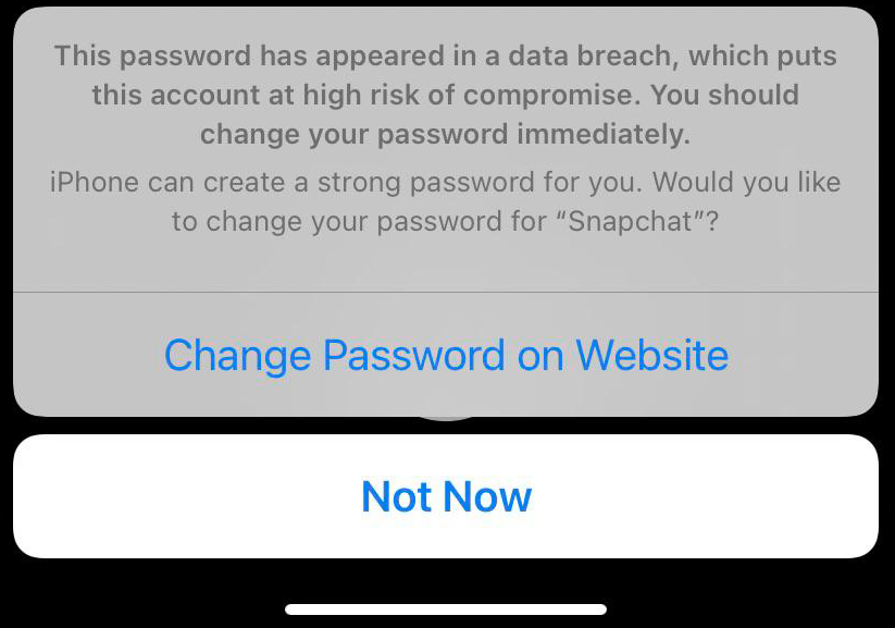 Password appeared in data breach