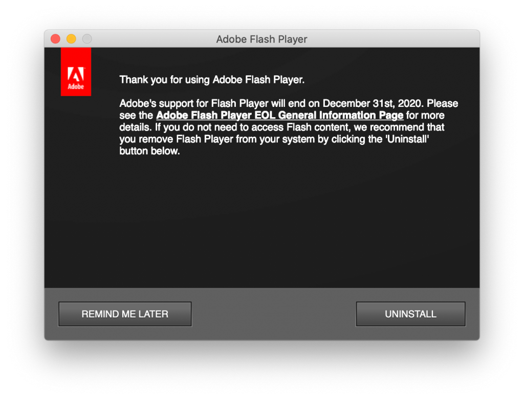 adobe flash player pop up mac