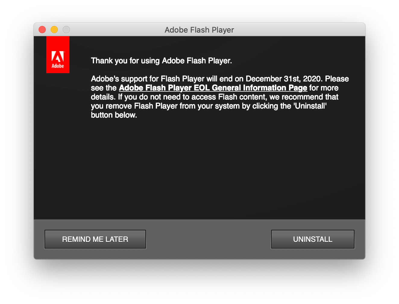adobe s support for flash player will