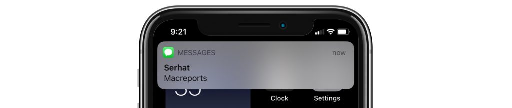 message notification on Home Screen