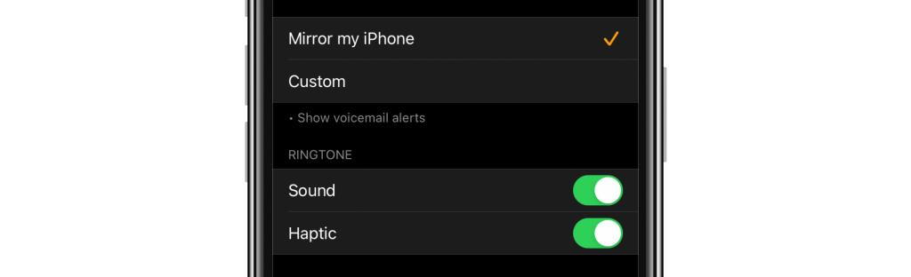 phone ringtone settings for watch