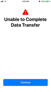 Unable to complete data transfer error message 