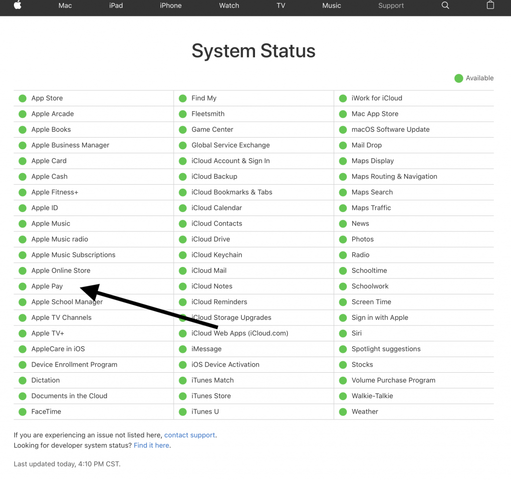 Apple Pay System Status