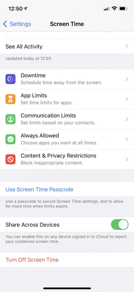 Screen Time Turn Off Screen