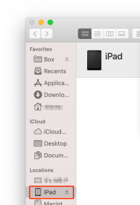 iPad in Finder window