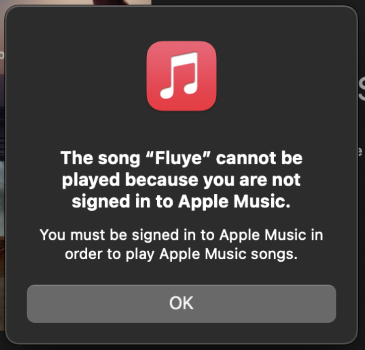 The Song Cannot Be Played Because You Are Not Signed in to Apple Music