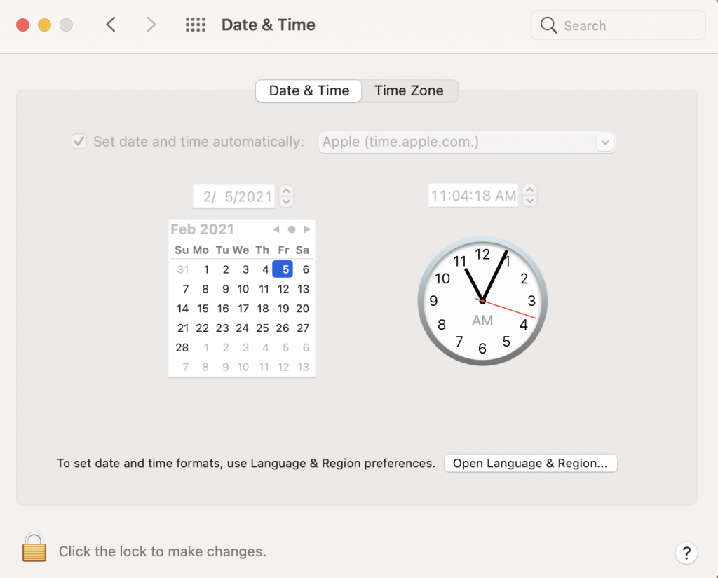 Date and Time on Mac