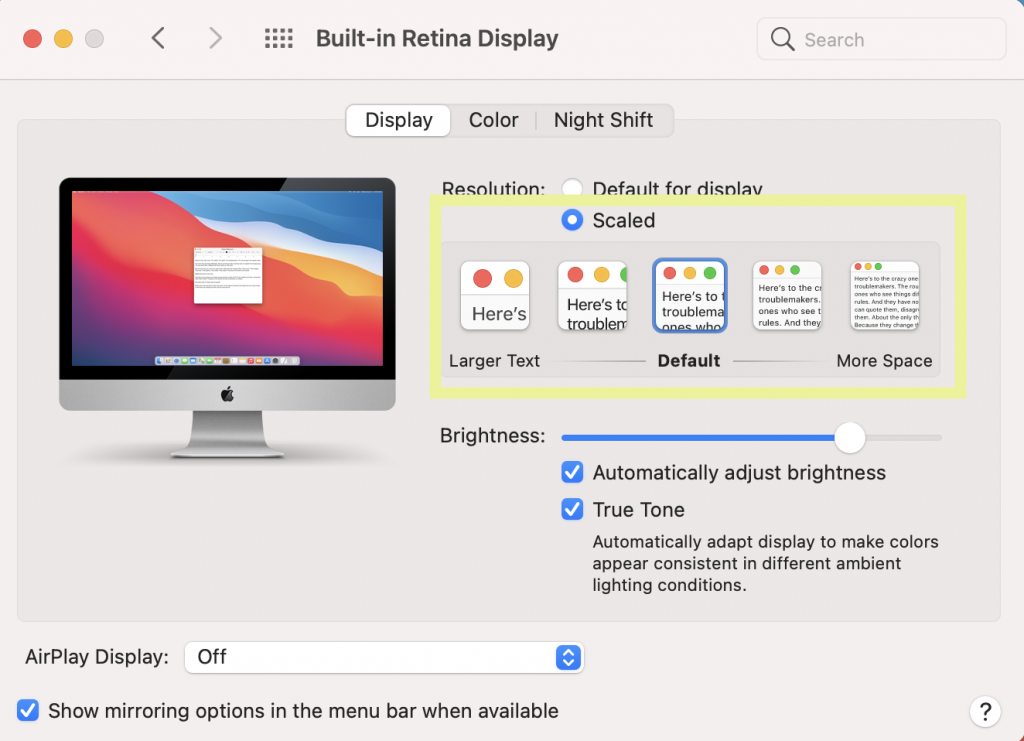 Mac Display Setting