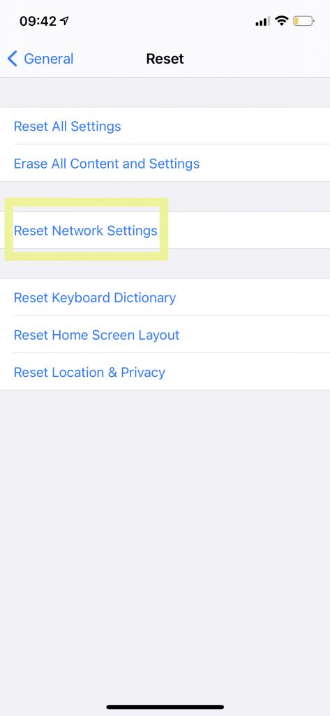 Reset Network Settings