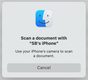 scan with iPhone pop-up