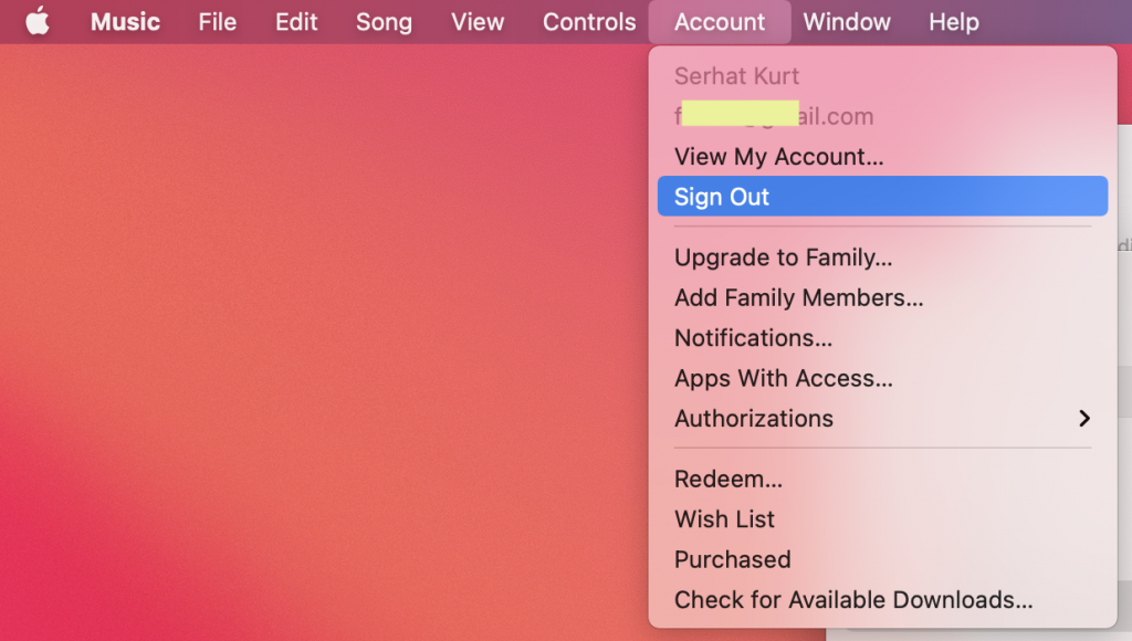 Apple Music Sign Out