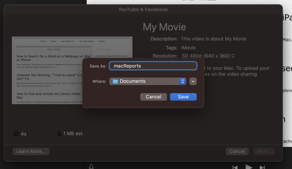 does imovie automatically save