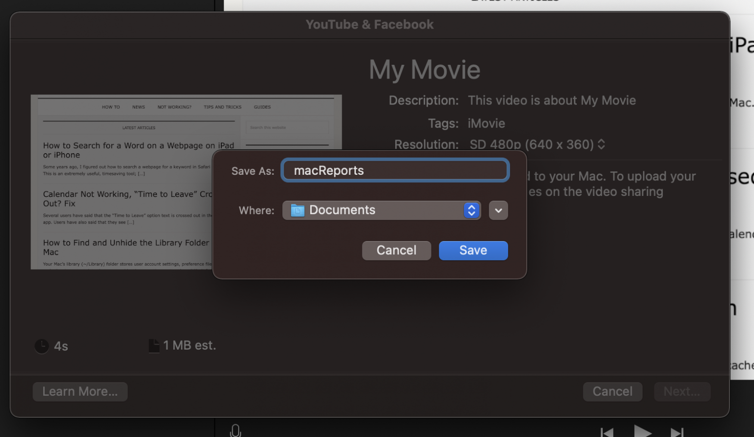 how to upload a video to youtube from imovie