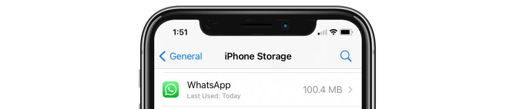 iPhone storage menu