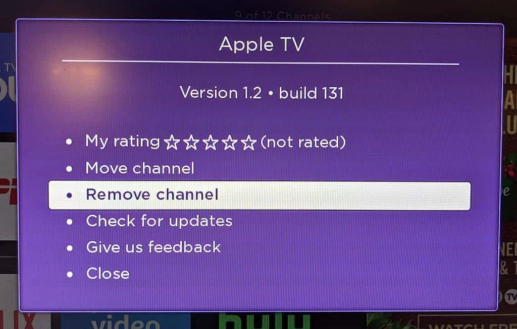 Remove Apple TV app from Roku