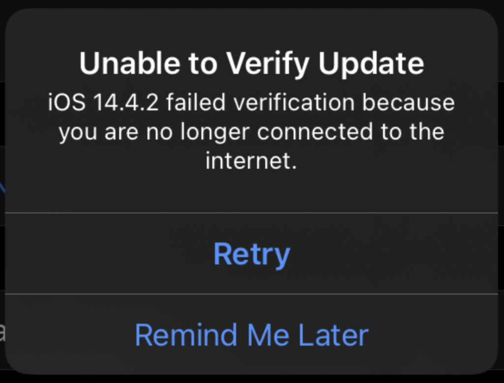 Unable to Verify Update