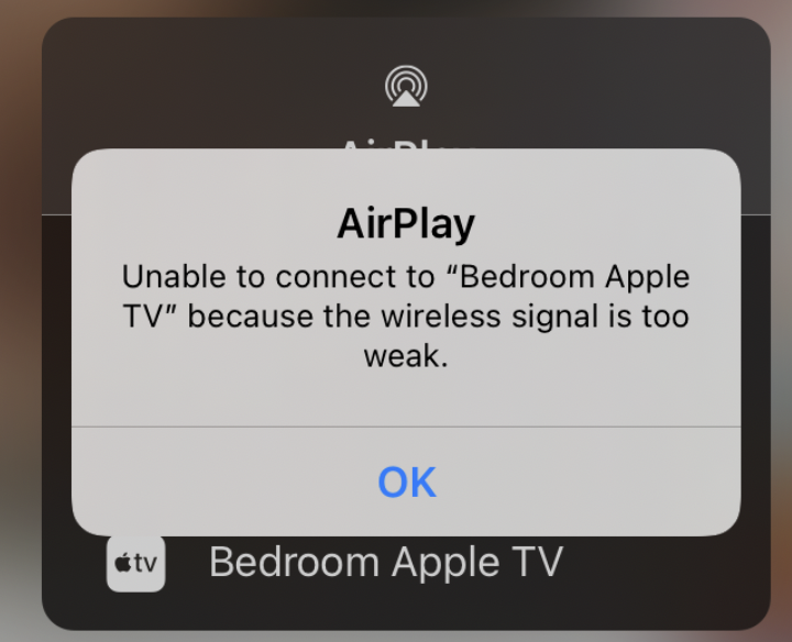 bønner skøn tom AirPlay: Unable to Connect to "TV" Because Wireless Signal is Too Weak •  macReports