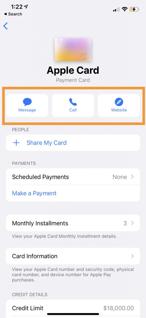 how to call apple card support