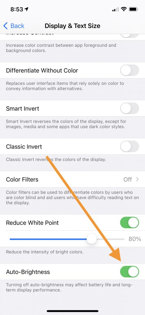 iPhone Auto Brightness 