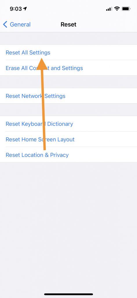 Reset All Settings