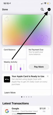 Apple Card more button