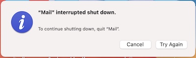 App interrupted shut down