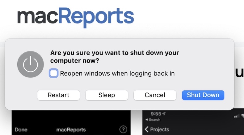 Mac Shutdown shortcut