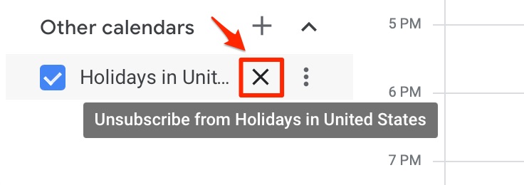 unsubscribe from google calendar