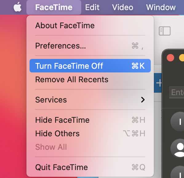 Turn off and on FaceTime