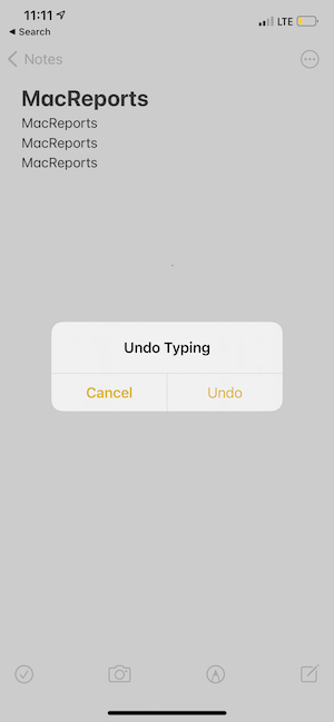 Undo typing 