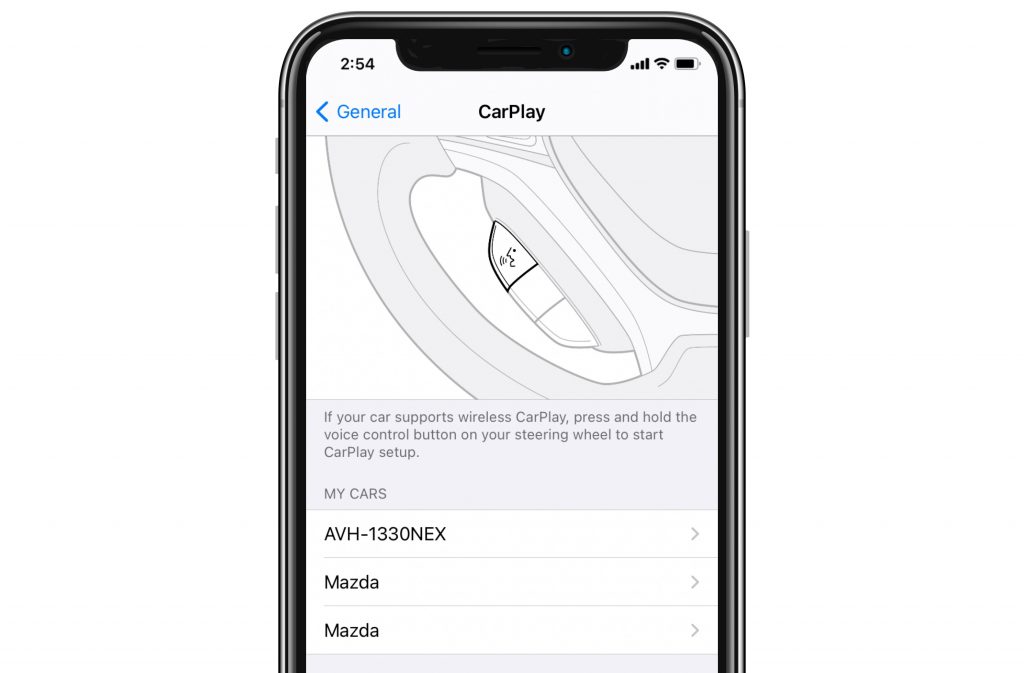 choose car in CarPlay settings