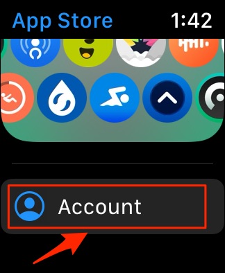 account in App Store on Apple Watch