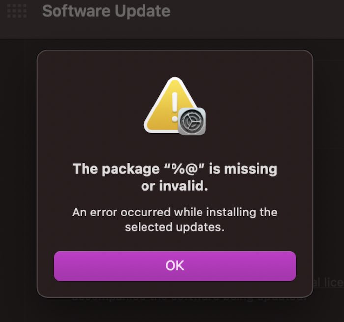 Install error message 