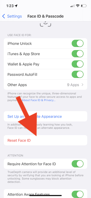 Reset Face ID