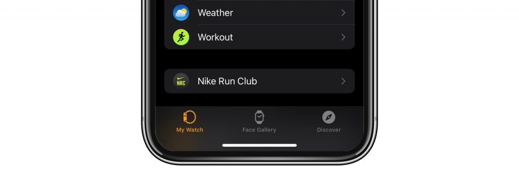 workout in watch app on iPhone