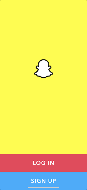 Snapchat login screen