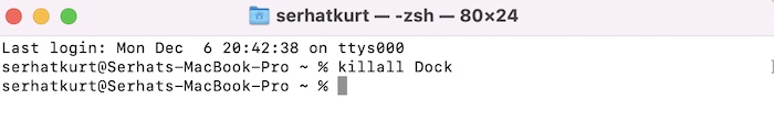 Kill Dock terminal command