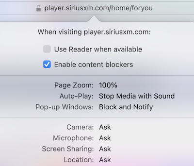 Player Sirius Content Blocker option