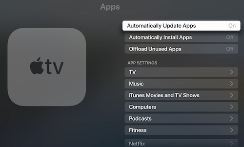 Update Apple TV apps 