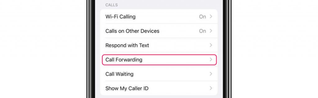 the call forwarding option