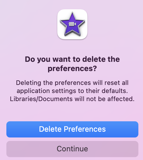 iMovie preferences