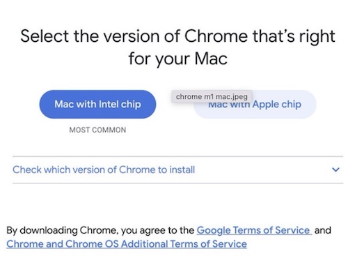 Select the right Chrome screen