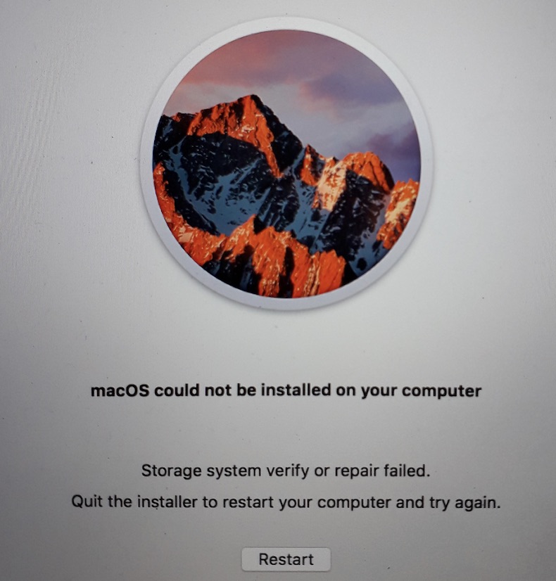 Storage system verify failed error 